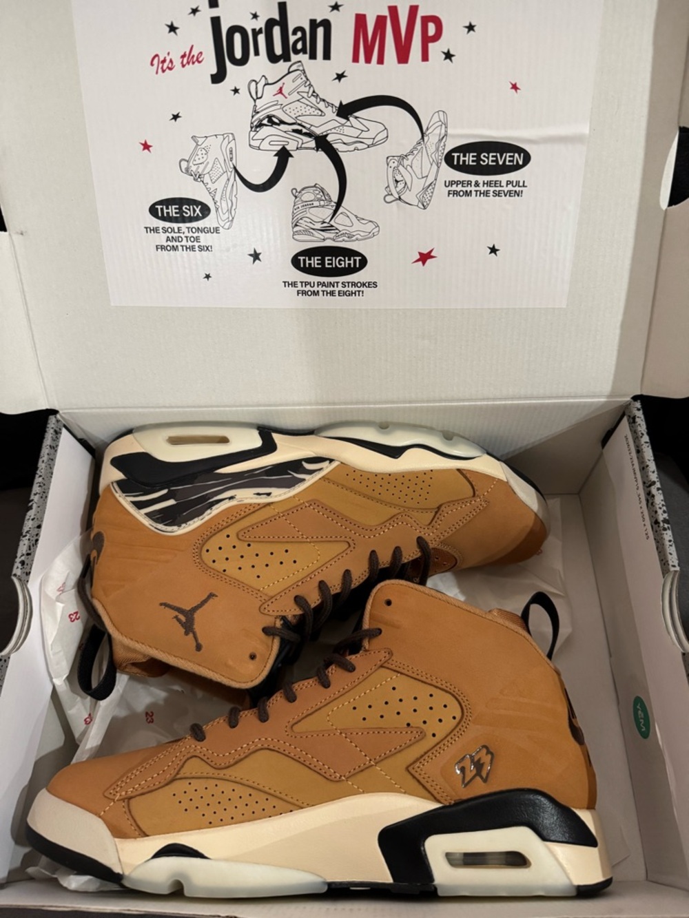 Jordan Jumpman MVP Nike Air Men's Sneakers in Wheat/Tan with Black Accents